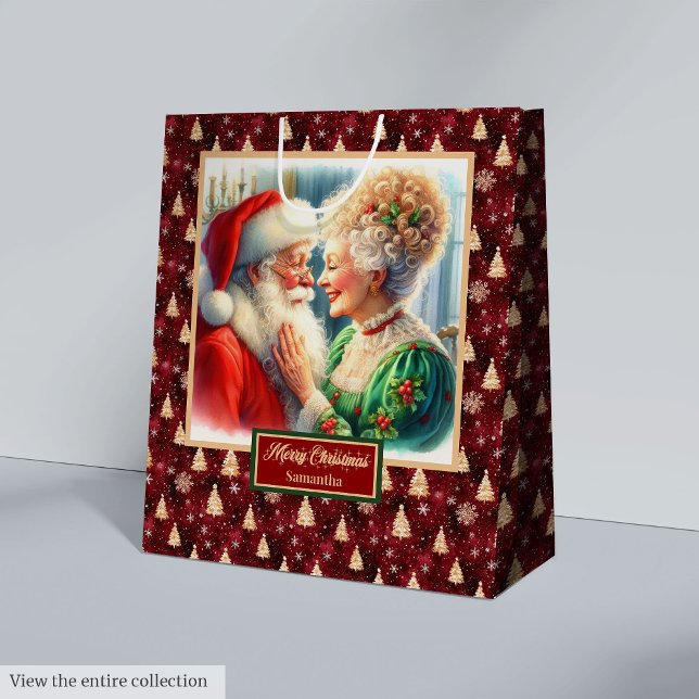 Christmas Gift Bag Santa & Mrs Claus Watercolor (Christmas Gift Bag Santa & Mrs Claus Watercolor)
