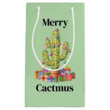 Christmas Gift Bag Small - Merry Cactmus