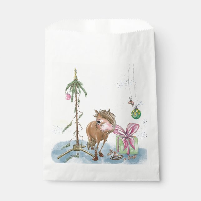 Christmas gift bag with horse picture (Front)