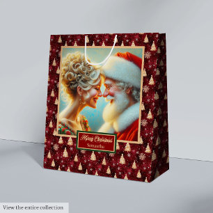 Christmas Gift Bag With Watercolor Santa Claus