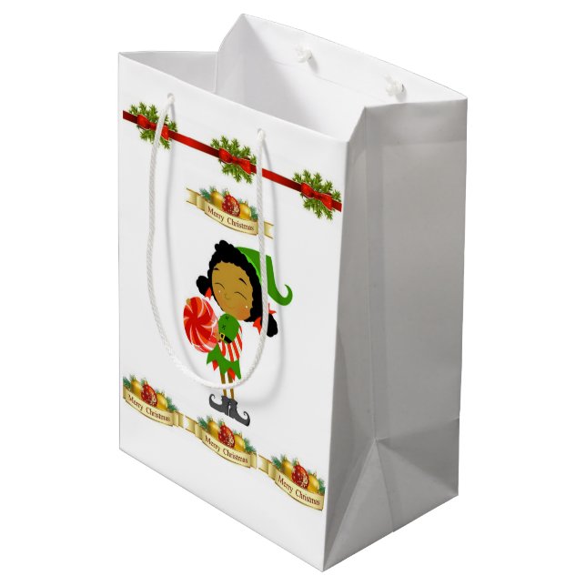 Christmas Gift Bags African Elf (Back Angled)