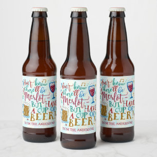 Christmas Gift Beer Funny Merlot Wine Typography Bottle Label