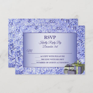 Christmas Gift Blue Shiny Crystal Sparkle Holidays RSVP Card