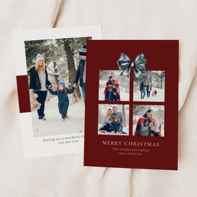 Christmas Gift Box Collage with Ribbon Bow Holiday Card (Creator Uploaded)