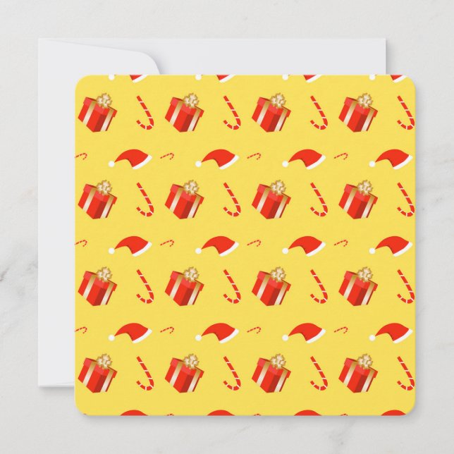 Christmas gift box Santa hat candy cane Card (Front)