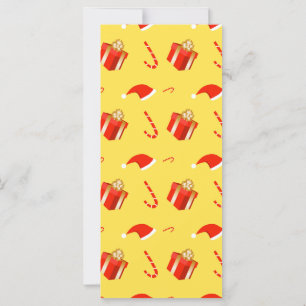 Christmas gift box Santa hat candy cane Card