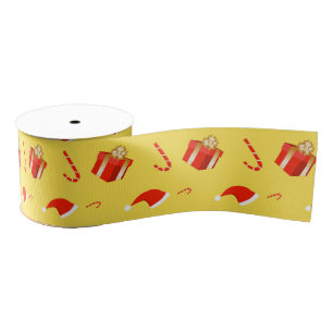 Christmas gift box Santa hat candy cane Grosgrain Ribbon