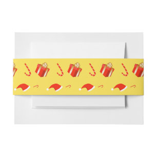 Christmas gift box Santa hat candy cane Invitation Belly Band