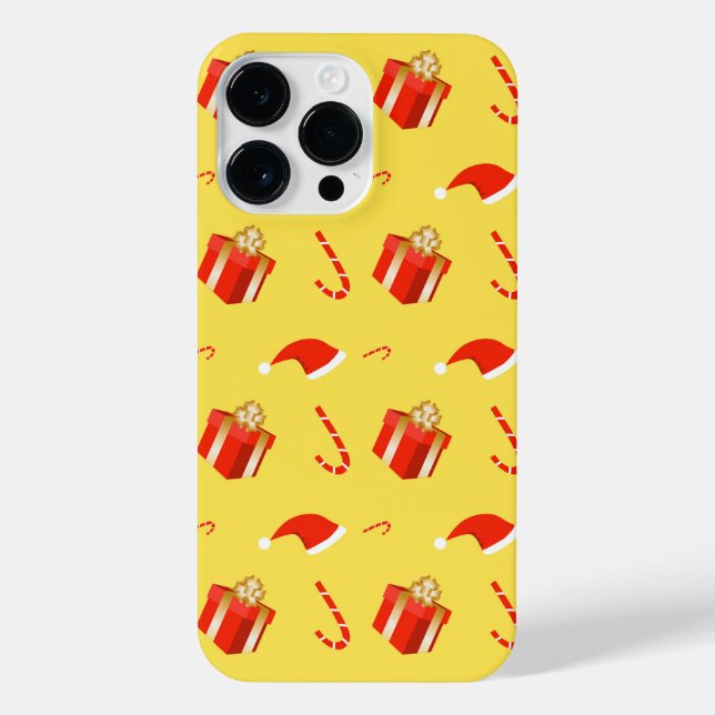 Christmas gift box Santa hat candy cane iPhone Case (Back)