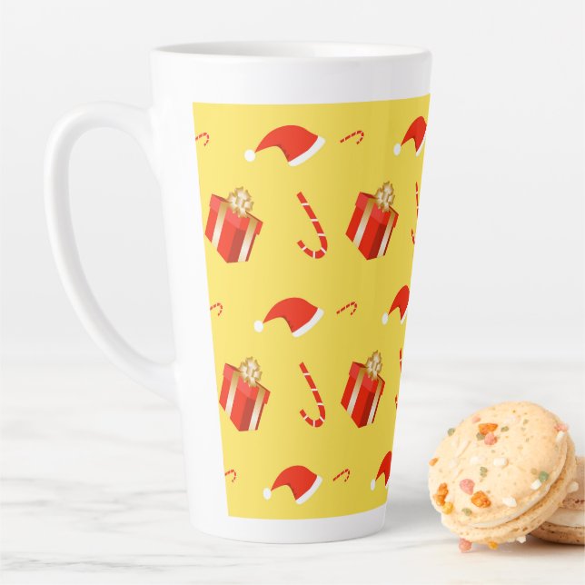 Christmas gift box Santa hat candy cane Latte Mug (In Situ)