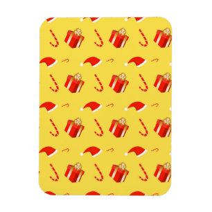 Christmas gift box Santa hat candy cane Magnet