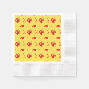 Christmas gift box Santa hat candy cane Napkin