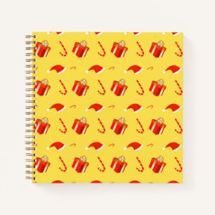 Christmas gift box Santa hat candy cane Notebook
