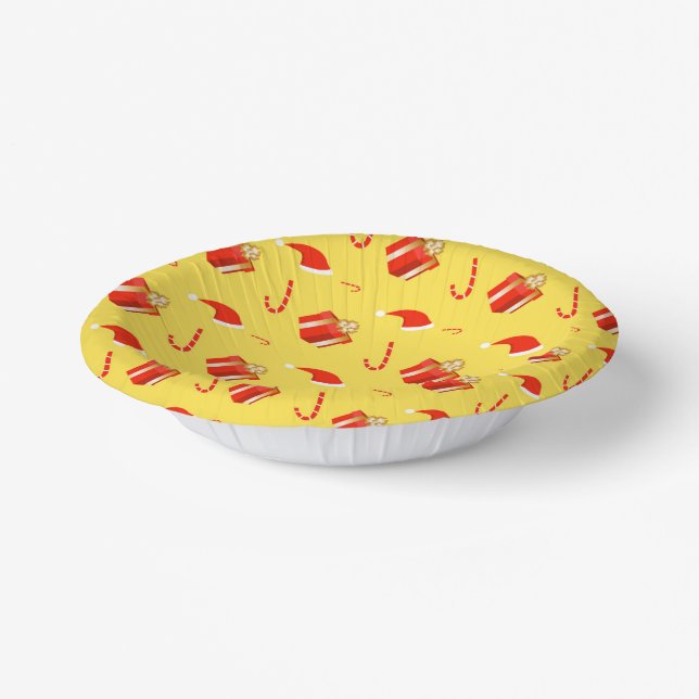 Christmas gift box Santa hat candy cane Paper Plate (Angled)
