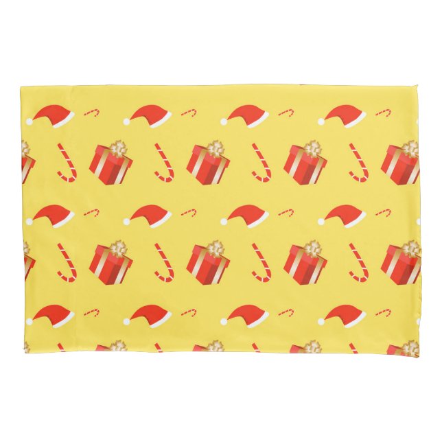 Christmas gift box Santa hat candy cane Pillowcase (Front)