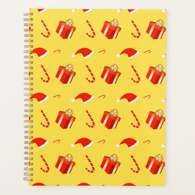 Christmas gift box Santa hat candy cane Planner (Front)