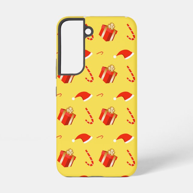 Christmas gift box Santa hat candy cane Samsung Galaxy S22 Case (Back)