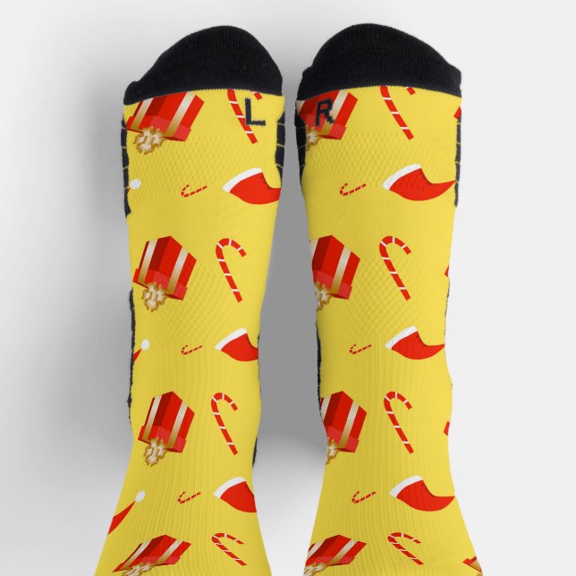 Christmas gift box Santa hat candy cane Socks (Top)