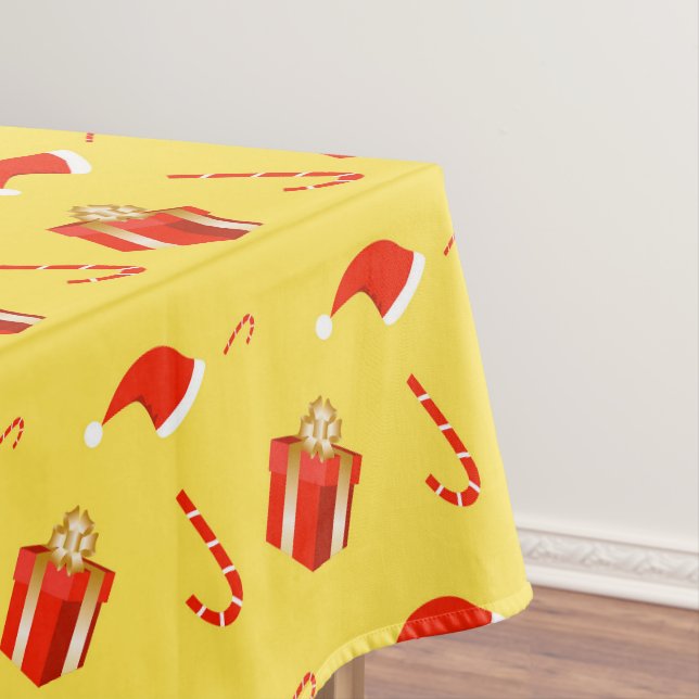Christmas gift box Santa hat candy cane Tablecloth (In Situ)