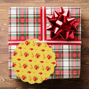 Christmas gift box Santa hat candy cane Tree Decoration Card