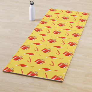 Christmas gift box Santa hat candy cane Yoga Mat