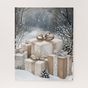 Christmas Gift Boxes Winter Snow Jigsaw Puzzle