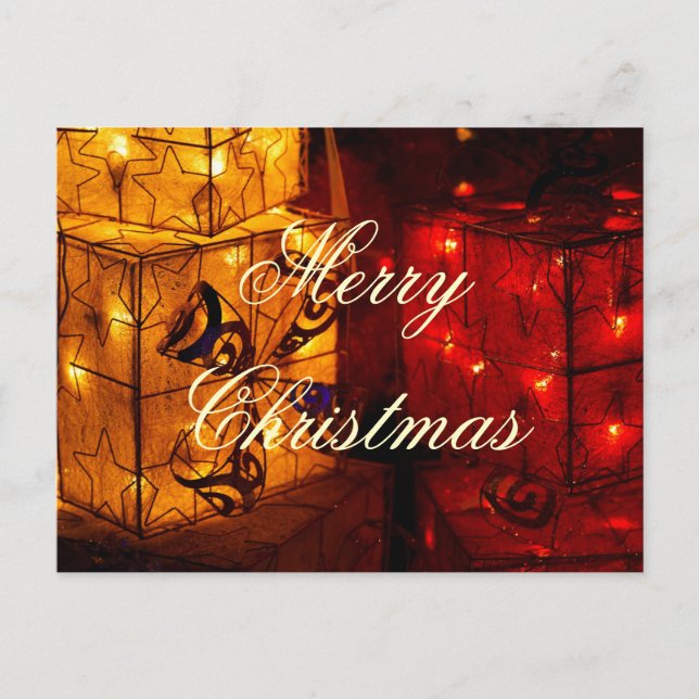 Christmas Gift Boxes With Lights Holiday Postcard (Front)