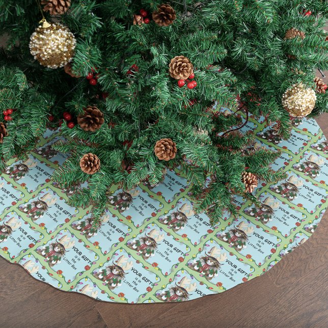 Christmas gift Cat Green Funny Brushed Polyester Tree Skirt (Creator Uploaded)