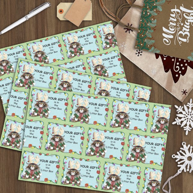  Christmas Gift Cat Green Funny Tissue Paper (Creator Uploaded)