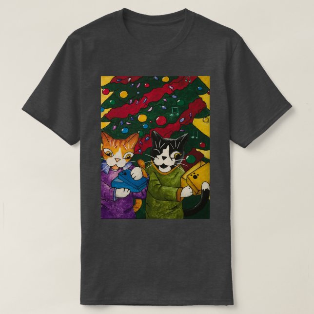 Christmas Gift Cats  T-Shirt (Design Front)