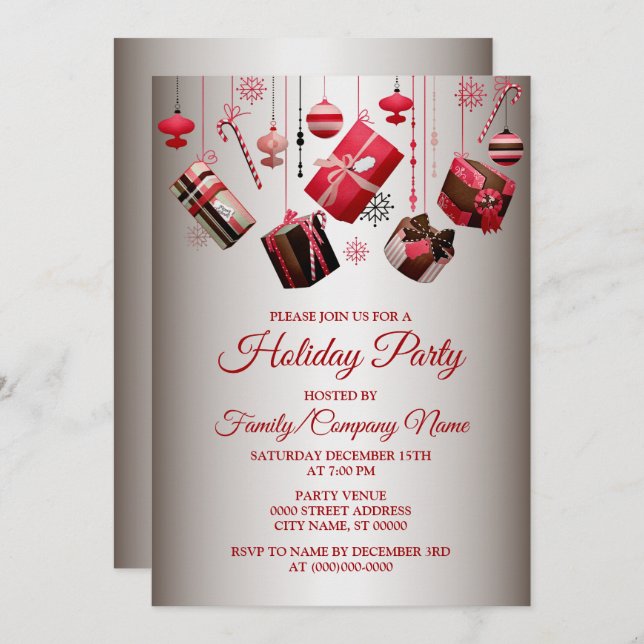Christmas Gift Colourful Holidays Party Invitation (Front/Back)