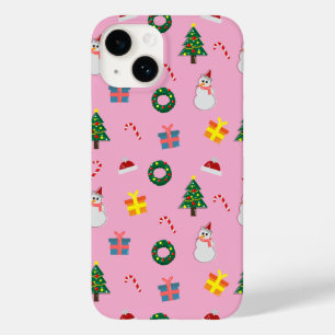 Christmas Gift – Cute Holiday Pattern with Snowman Case-Mate iPhone 14 Case
