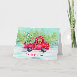 Christmas Gift Enclosed Red Truck Greeting Card   