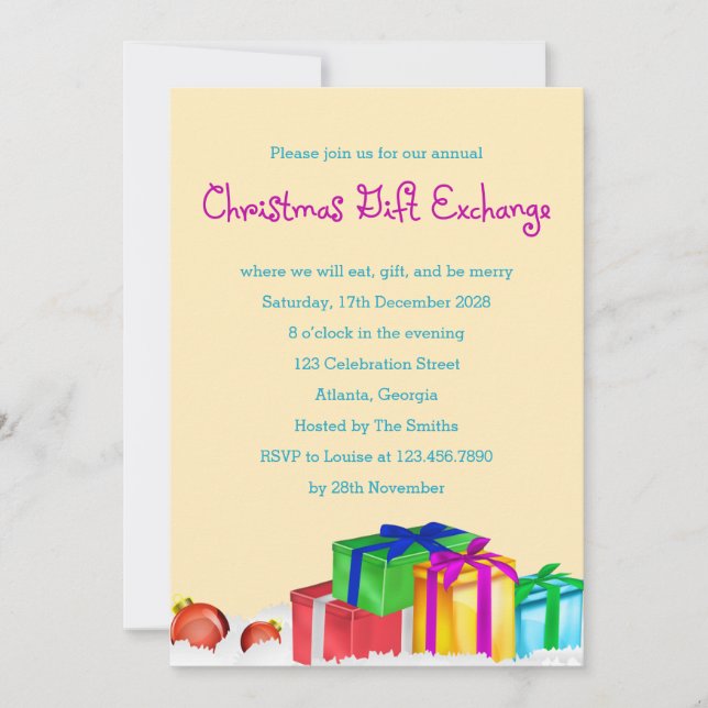 Christmas Gift Exchange Corporate Holiday Party  Invitation (Front)