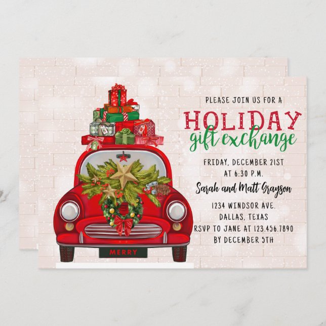 Christmas Gift Exchange Holiday Party Invitation (Front/Back)
