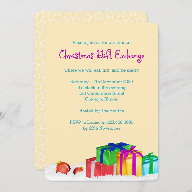 Christmas Gift Exchange Party Invitation (Front/Back)