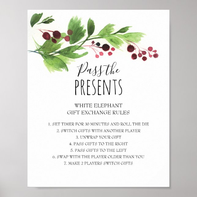 Christmas Gift Exchange Rules Sign (Front)