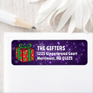 Christmas Gift Family Name Purple Return Address Label