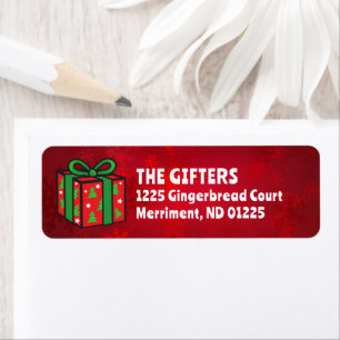 Christmas Gift Family Name Red Return Address Label