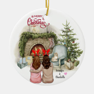Christmas Gift for Besties Ceramic Ornament