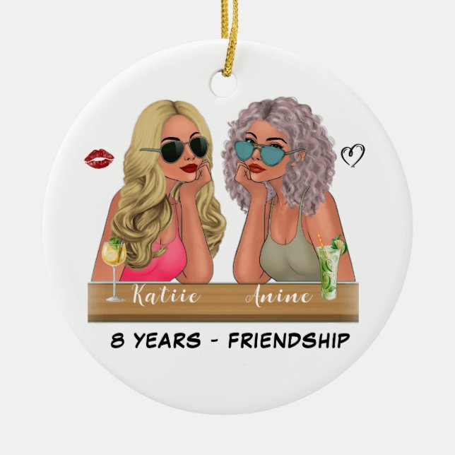 Christmas Gift For Friends - Personalised  Ceramic Ornament (Front)