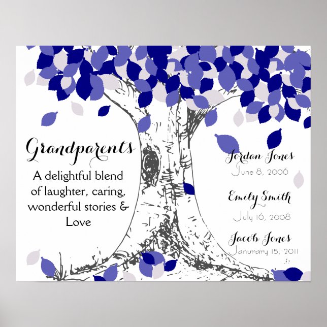 christmas gift for grandparents family tree poster (Front)