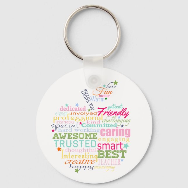 christmas gift for Teacher word art apple gift Key Ring (Front)