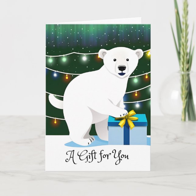 Christmas Gift for You with Polar Bear in Snow Card (Front)