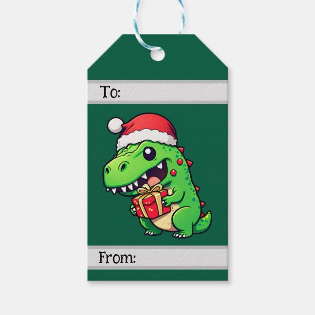 Christmas gift giving dinosaur tags (Front)