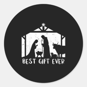 Christmas Gift Jesus Nativity Christian Men Women Classic Round Sticker