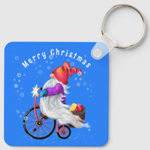 Christmas Gift Keychain Gnome with Bike and Gifts