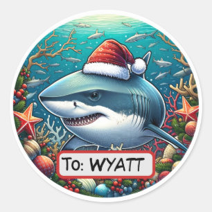 Christmas Gift Label Shark