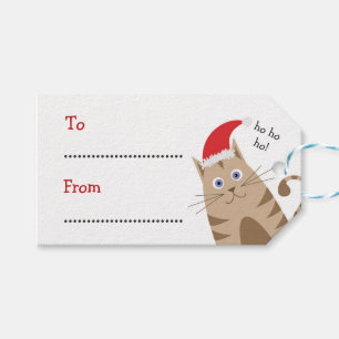 Christmas gift labels name santa cat ho ho ho
