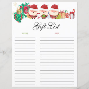 Christmas Gift List Gift Tracker